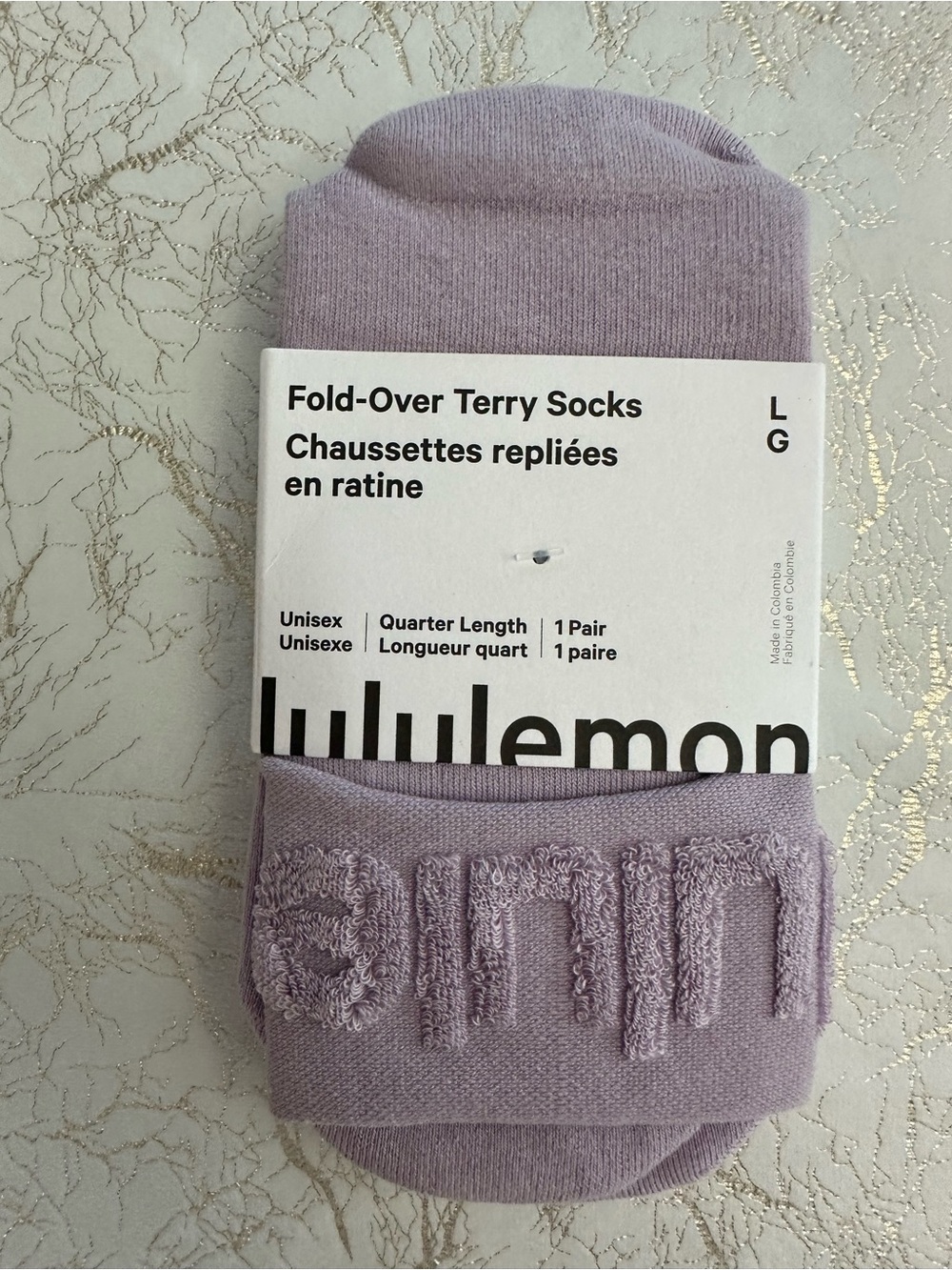 Lululemon Fold Over Terry Socks in Lilac Play